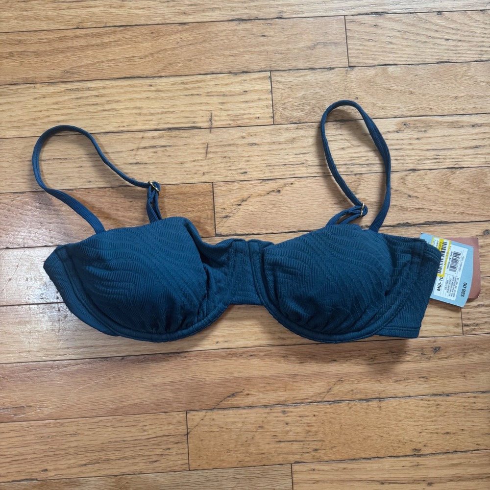 Shade & Shore Womens Blue Jacquard Underwire Bikini Top Size M 8-10 NEW